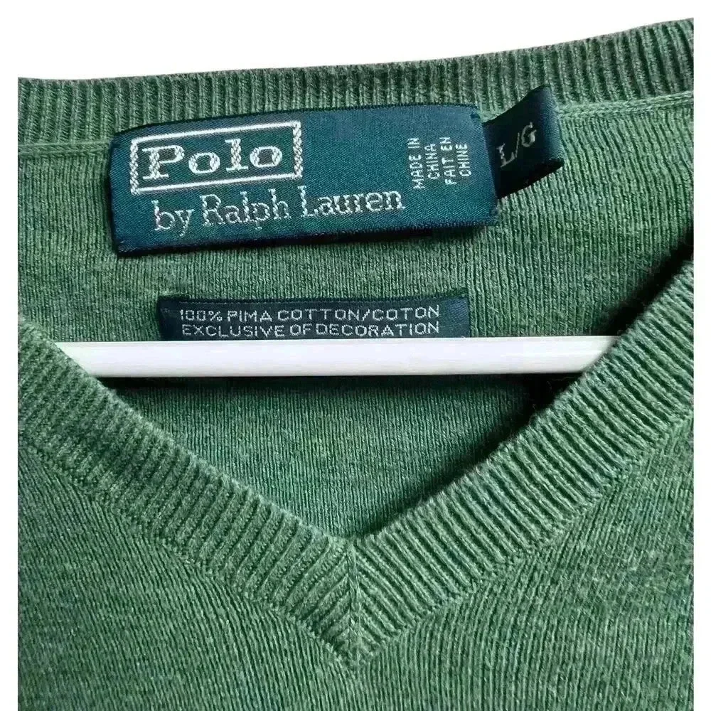 Polo by Ralph Lauren Men's Pima Cotton V-Neck Sweater Large